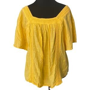 Philosophy‎ Republic Clothing Yellow Square Neck Peasant Top L Cottagecore Boho